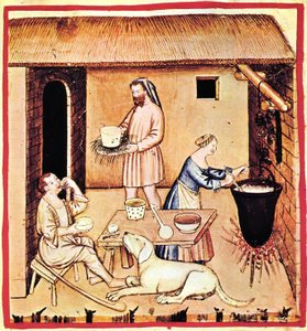 Peynir üretimi. Tacuinum Sanitatis