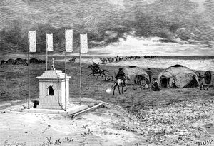 Bir lamanın mezarı ve bir kamp yeri, Moğol çölü, c1890 by Unbekannt