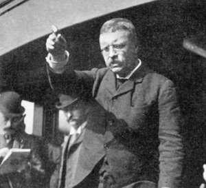 Theodore Roosevelt, New York Eyaletinde bir toplantıya hitap ederken, 1901 by Unbekannt