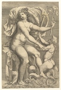 Bir Triton ile Oturan Thetis, 16. yüzyıl. by Unbekannt