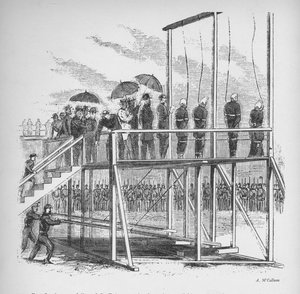 Lincoln suikastı için asılan üç erkek ve bir kadın, c1865, 1938 by Unbekannt