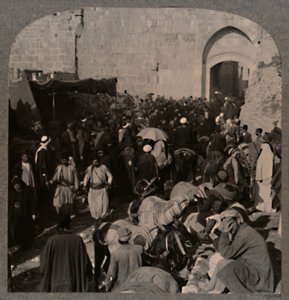 Aziz Stephen Kapısı tarafından trafik, Kudüs, c1900 by Unbekannt