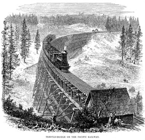 Union Pacific Demiryolu üzerindeki Trestle Köprüsü, ABD, 1876 by Unbekannt