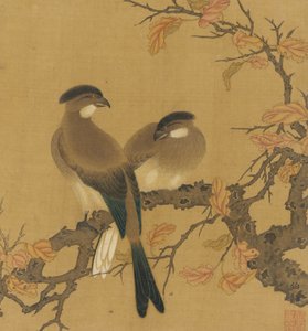 Dalda iki tepeli kuş, sonbahar yaprakları, Qing hanedanı, 18. yüzyıl. by Unbekannt