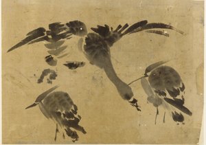 İki balıkçıl ve bir kaz, Edo dönemi, 1573-1615. by Unbekannt