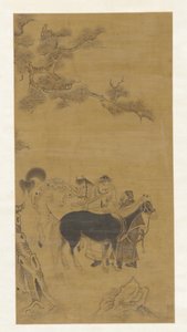 Bir çam ağacının altında iki adam ve iki at, Qing hanedanı, 18. yüzyıl. by Unbekannt