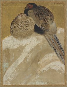 Bir kar kıyısında iki sülün, Momoyama dönemi, 18. yüzyıl. by Unbekannt