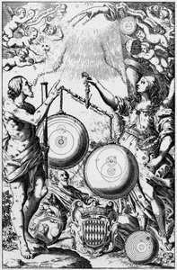 Urania, Astronomi İlham Perisi, evrenin sistemlerini tartıyor ve karşılaştırıyor, 1651 by Unbekannt