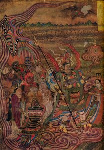 Vaishravana, Bin Buda Mağaralarından dalgalar arasında seyahat ediyor, c900 by Unbekannt