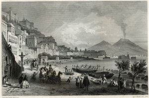 Fransız gazeteci ve gezgin Louis Enault (1824-1900) tarafından Akdeniz üzerine kitapta 19. yüzyılda Napoli limanının ve şehrinin görünümü. by Unbekannt