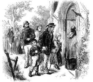 Pazar günü kiliseye giden köylüler, Londra, 1872 by Unbekannt