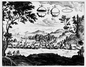 Von Guerickes, hava basıncının gücünün gösterimi, 1672 by Unbekannt