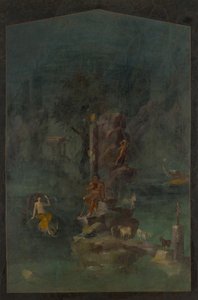 Duvar resmi: İmparatorluk villasından bir manzarada Polyphemus ve Galatea..., MÖ 1. yüzyıl. by Unbekannt