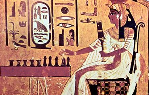 Nefertari, Thebes, Antik Mısır, 19. Hanedan, MÖ 13. yüzyıl mezarından duvar resmi by Unbekannt