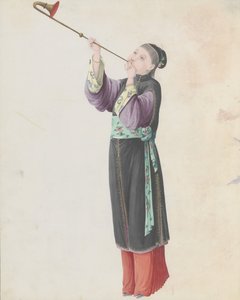 18. yüzyılın sonlarında laba çalan müzisyenin sulu boyası. by Unbekannt