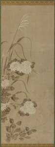 Beyaz krizantemler ve çimenler, Edo dönemi, 1615-1868. by Unbekannt