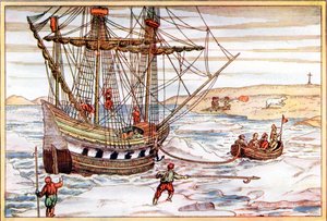 Willem Barents, 1594-1597 Arktik buzu arasında gemi by Unbekannt