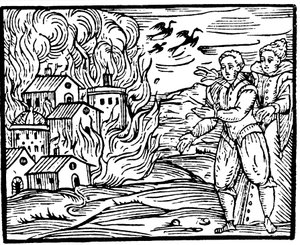 Bir evi ateşe veren cadılar - Swabia, 1533 by Unbekannt