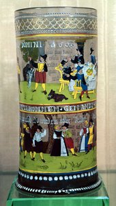 1609 tarihli Alman emaye Humpen, kutlama sahneleriyle süslenmiş by Unbekannt Unbekannt