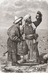 Düşmanının kopmuş kafasını tutan bir Afgan askeri, Gauchard ve Charles Barbant (ö.1922) tarafından oyulmuş 