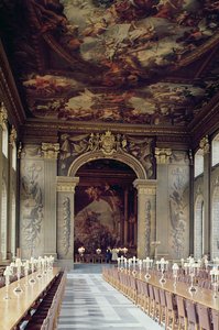 Painted Hall, Old Royal Naval College, Greenwich, Londra girişinin tavanı by Unbekannt Unbekannt