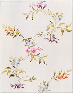 Spitalfields'de dokunacak ipek bir malzeme için karanfil ve güllerin çiçek tasarımı, Anna Maria Garthwaite (1690-1763), 1744 (kağıt üzerinde wc, transfer için kare) by Unbekannt Unbekannt