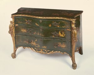 Thomas Chippendale tarzında yeşil lake ve koli yaldızlı serpantin klozet by Unbekannt Unbekannt