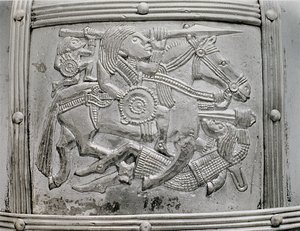 Sutton Hoo Hazinesinden miğfer parçası, MS 7. yüzyıl by Unbekannt Unbekannt