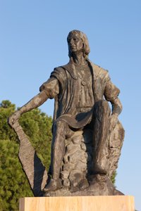 Statue of Christopher Columbus at La Rabida Monastery, Huelva Province, Andalusia, southern Spain. by Unbekannt Unbekannt