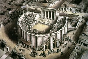 Tiyatro rekonstrüksiyonu, Roma 2. yüzyıl by Unbekannt Unbekannt
