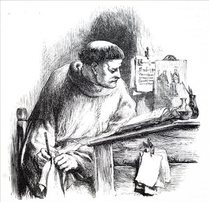 Bir el yazması aydınlatan bir keşiş by Unbekannt