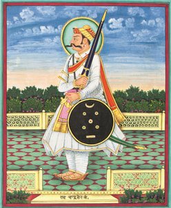 Rav Chandra Sen'in bir portresi, 19. yüzyılın sonları (kağıt üzerinde altınla güçlendirilmiş opak pigmentler) by Unbekannter Künstler