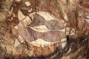 Avustralya, Kuzey Bölgesi, Arnhem Ülkesi, Kakadu Ulusal Parkı, Nourlangie Kayası, Aborijin kaya resimleri