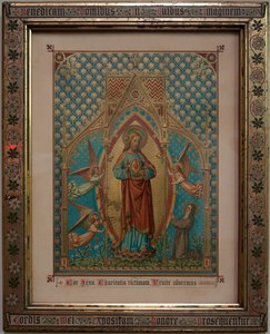içki. Parish kilisesi (Aziz Petrus Grupları). İç mekan. Adanmışlık renkli baskı. S Lucas okulu Ghent, Mülk 1875, WZ Dreyt Bruges. Neo-Gotik. by Unbekannt