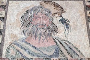 Kış Büstü - Dört Mevsim panelinin detayı - Baf mozaikleri, Dionysos Evi - MS 2. Yüzyılın Sonu - Kıbrıs - Kışın Kişileştirilmesi - Dört mevsim mozaiğinin detayı - Baf Mozaikleri, Dionysos Evi - Son II. Yüzyıl kıç by Unbekannt