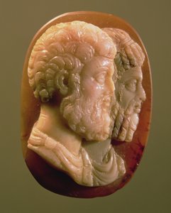 Marcus Aurelius (121-180) ve Lucius Verus (130-169) Roman (oniks) tasvir eden Cameo by Unbekannt