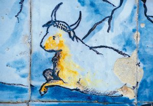 Sığır, azulejos fayans, Fronteira Markizleri Sarayı, Lizbon, Portekiz Detay by Benjamin Baud