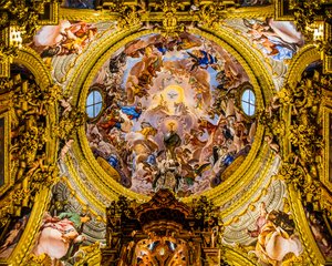Tavan resmi, Sacristy, Carthusian Manastırı La Cartuja, Endülüs'teki Barok Vurgu, Granada, Endülüs, İspanya, Avrupa (fotoğraf) by Unbekannter Künstler