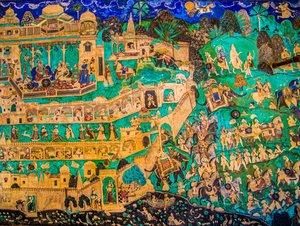 Virtüöz ince tablolarla Chittra Shala avlusu, Taragarh Kalesi, Bundi, Bundi, Rajasthan, Hindistan, Asya (fotoğraf) by Unbekannter Künstler