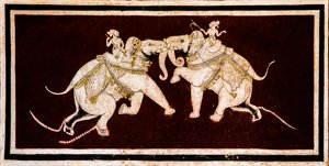 Virtüöz ince tablolarla Chittra Shala avlusu, Taragarh Kalesi, Bundi, Bundi, Rajasthan, Hindistan, Asya (fotoğraf) by Unbekannter Künstler