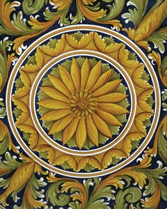 Bir tablonun yakın çekimi, Caltagirone, İtalya by William M. Timlin