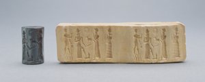 Alçı baskı ile gösterilen silindir mühür, Eski Babil, c.19-18 M.Ö. (hematit) by Unbekannt