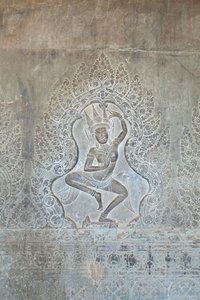 Dış batı duvarında dans eden Apsara kabartması, Angkor Wat, Kamboçya (fotoğraf) by Unbekannter Künstler