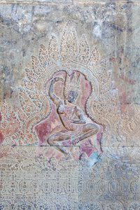 Dış batı duvarında dans eden Apsara kabartması, Angkor Wat, Kamboçya (fotoğraf) by Unbekannter Künstler