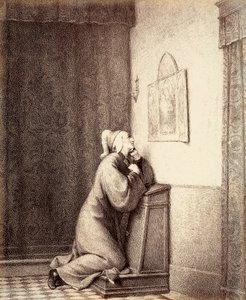 Dante diz çökmüş dua ediyor, bakışları bir triptiğe yönelmiş. by Unbekannter Künstler