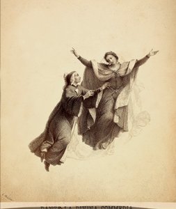 Dante, kollarını açmış, Beatrice tarafından Cennet