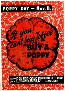 E.Sharp ve oğulları Toffee, hatıra haşhaşını içeren reklam, c.1942 (lito) by Unbekannt