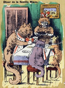 Aile yemeği miyav. Resimli alfabe. Görüntüler 20. yüzyılın başında Jarville-Nancy
