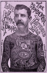 Harika dövmeli adam Frank Howard, 1900 dolayları (renkli taş) by Unbekannt