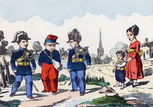Jandarma. "Çocukların askeri alfabesinde" gravür”. 1890 dolaylarında Pont-a-Mousson görüntüleri. 20 sayfa. Güneş: 28,5x21cm by Unbekannt